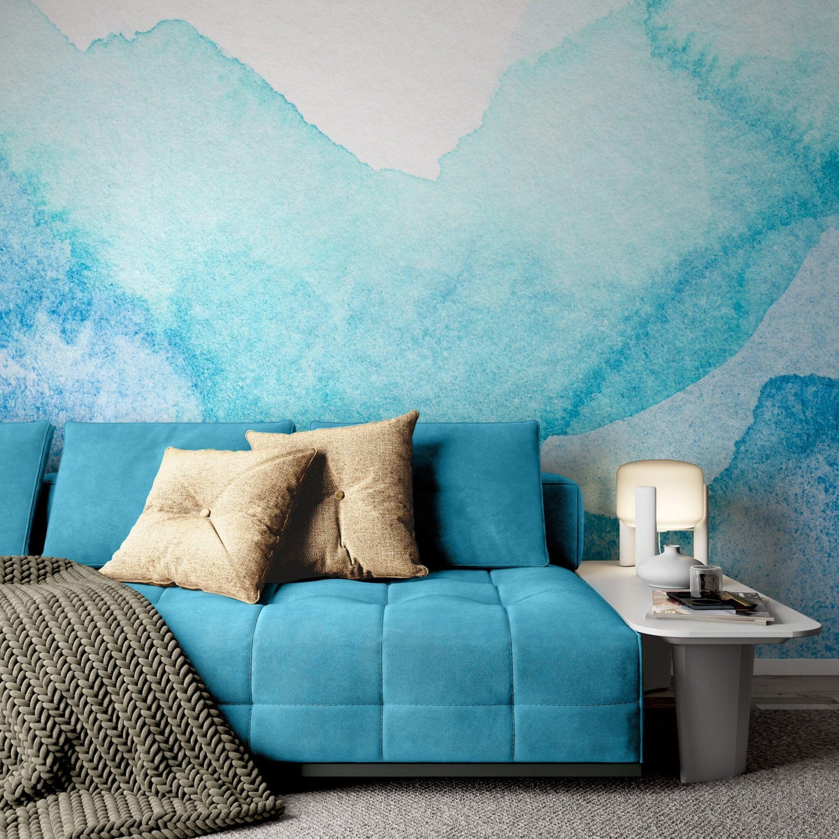 Abstract Blue Wallpaper - Serene Blue Watercolor Wall Mural