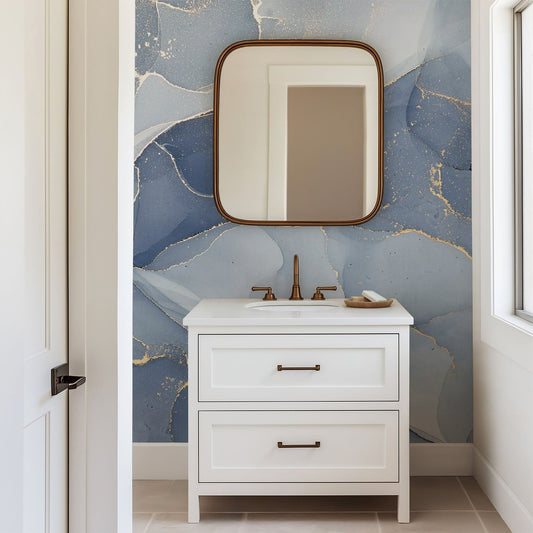 Blue & Gold Abstract Marble Wall Mural