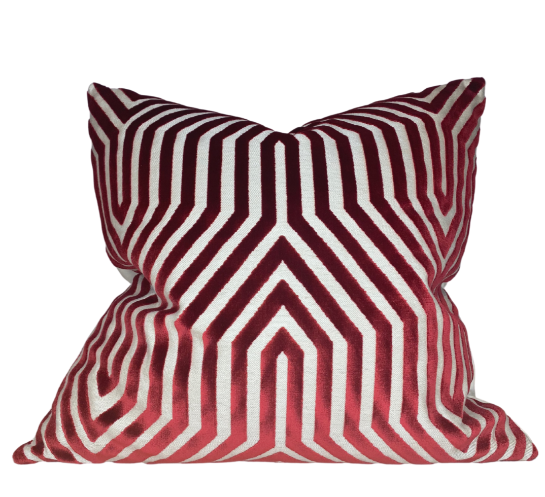 Vanderbilt Velvet Pillow Cover in Garnet Red, Schumacher Textiles