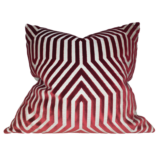 Vanderbilt Velvet Pillow Cover in Garnet Red, Schumacher Textiles