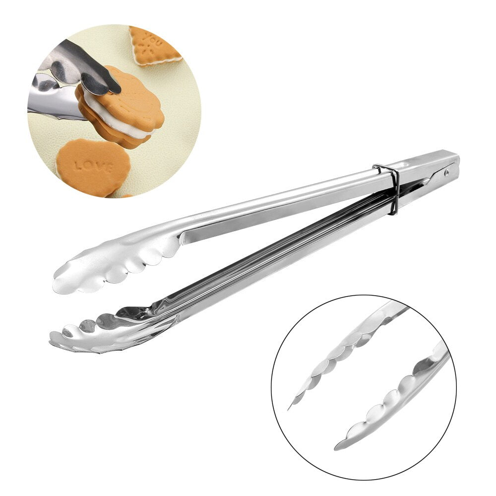 Anti heat Stainless Steel BBQ Tongs Meat Food Clip
