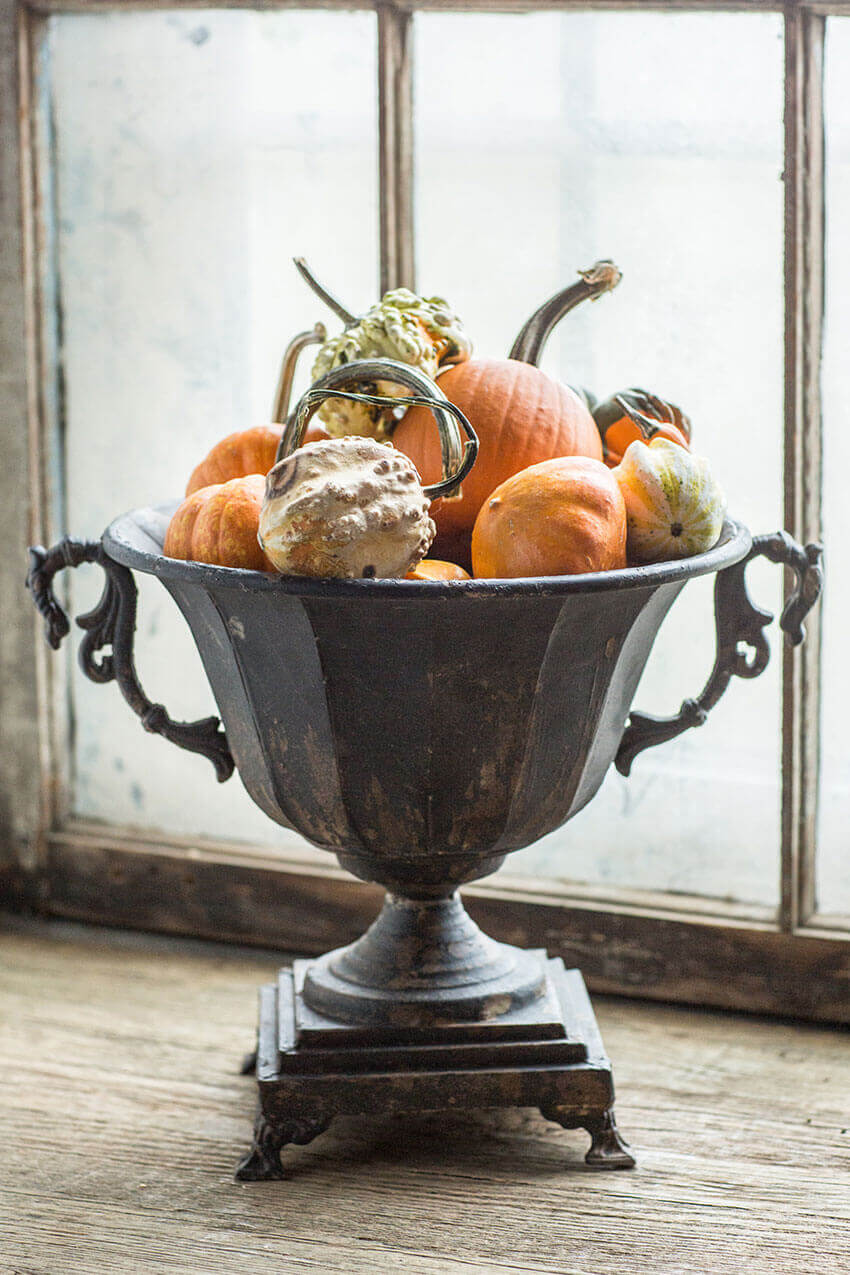 Antique Decorative Urn in Distressed Metal