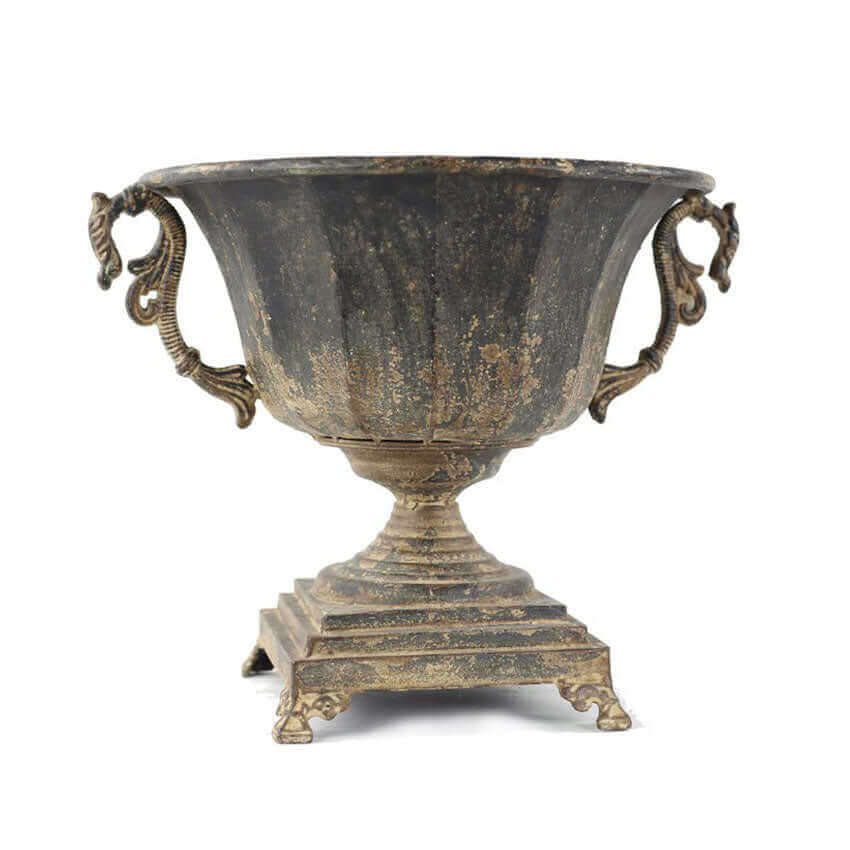 Antique Decorative Urn in Distressed Metal
