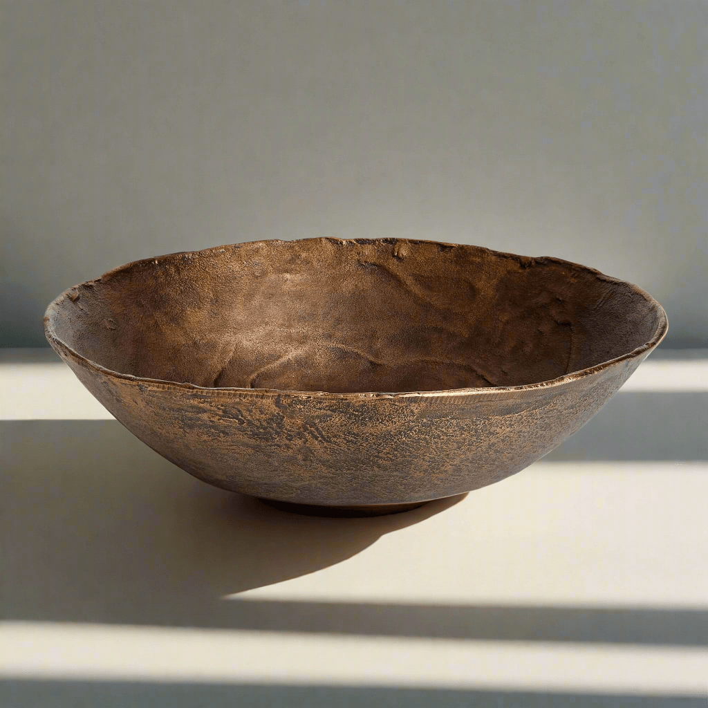 Antique Brass Decorative Bowl with Organic Rim