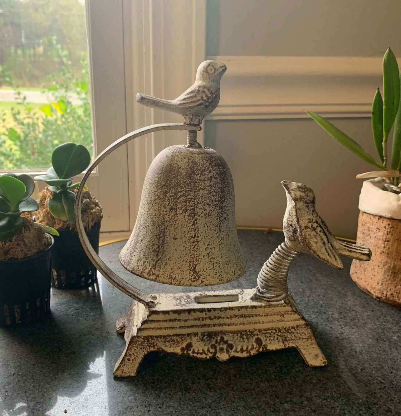 Antique Cast Iron Bird Counter Bell