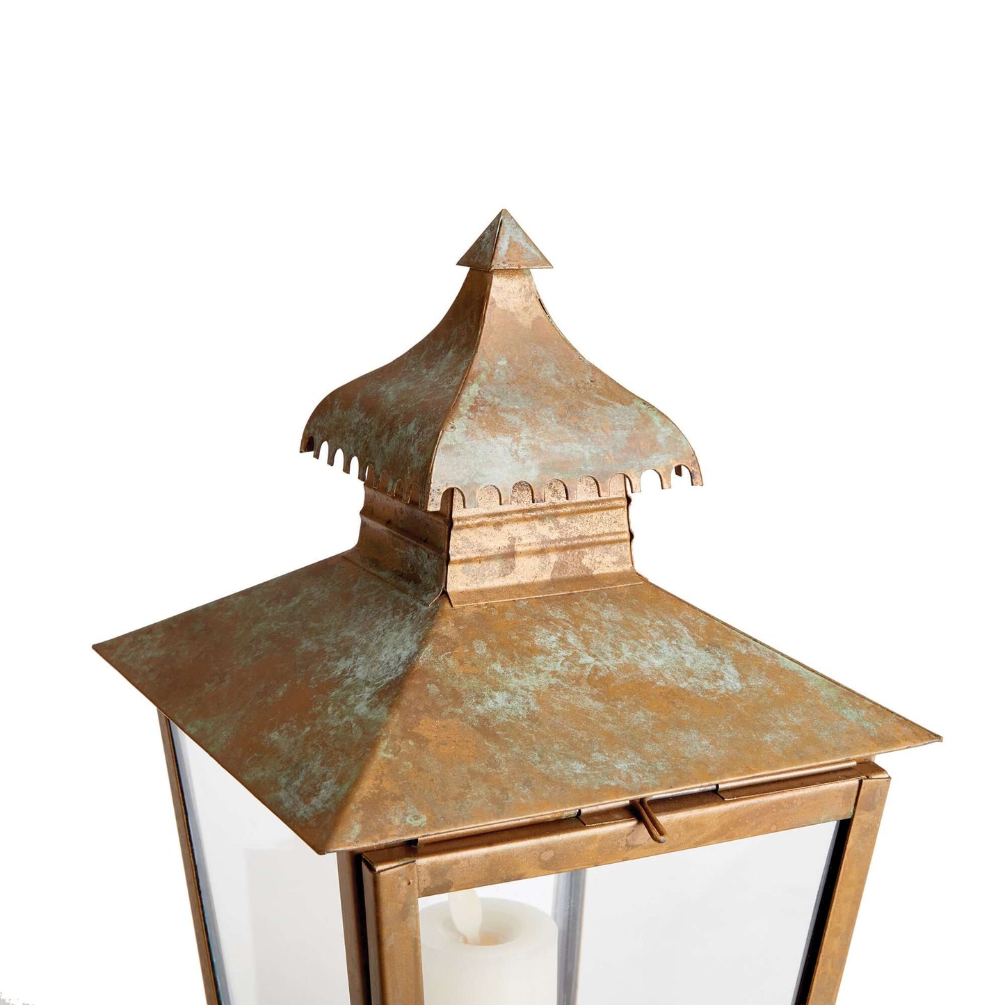 Antique Copper Pagoda Lantern with Weathered Patina