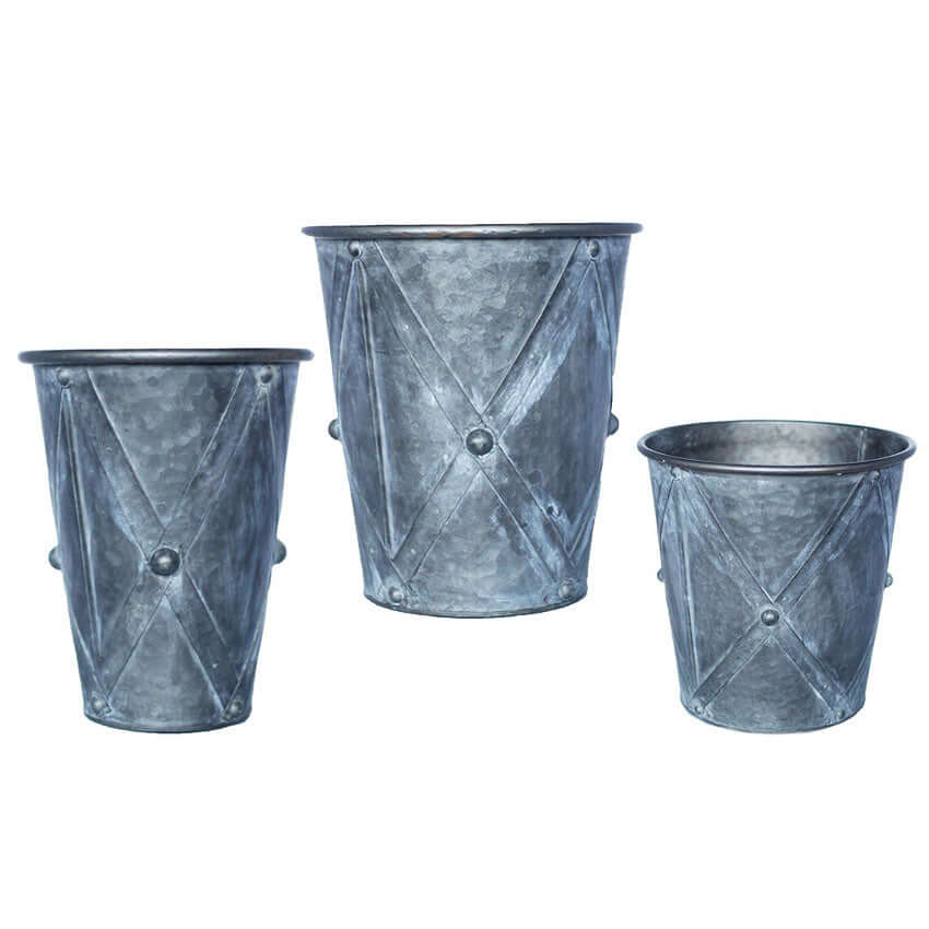 Antique Farmhouse Galvanized Metal Planters (Set of 3)