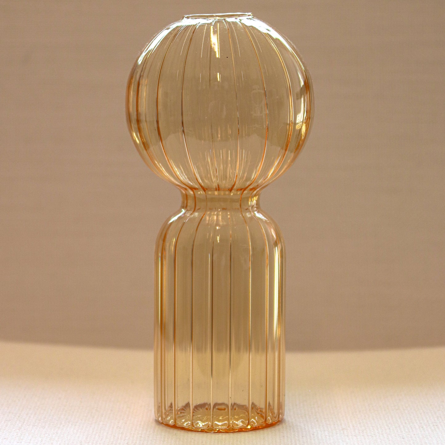 Apricot Ribbed Vase - Pair