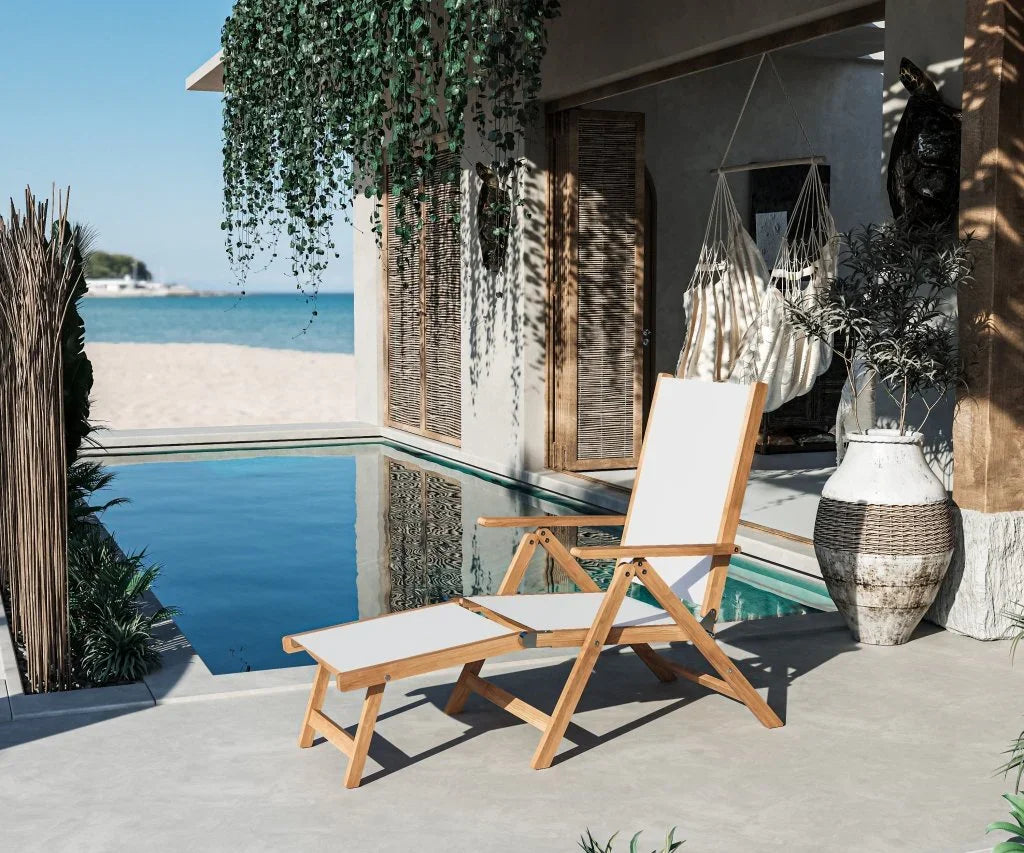 Aquitania Teak Patio Folding Lounge Deck Chair