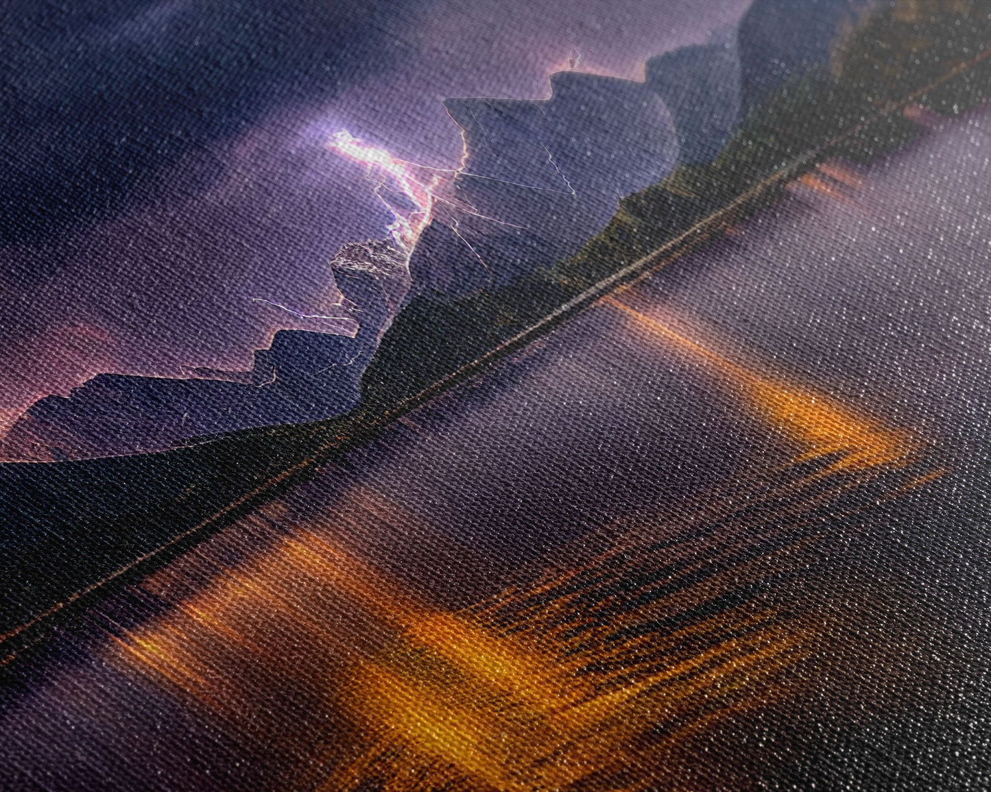 Full moon canvas print, Lightning storm over a mountain lake at night, cool wall art, awesome wall art