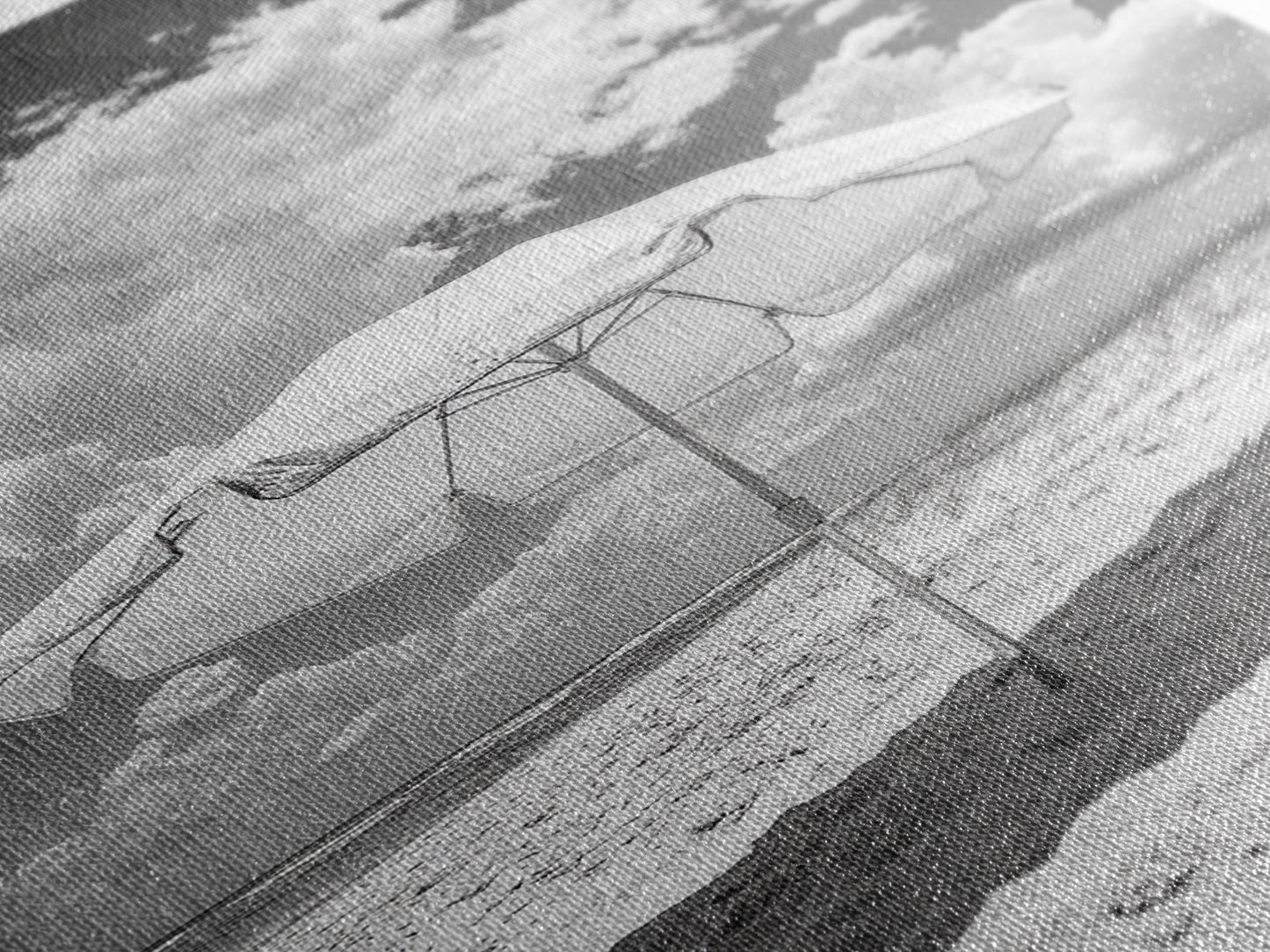 Beach Umbrella, Sunny Escape, Coastal Cloudscape, Framed Canvas Print, Summer Vibe Wall Art, Outdoor Living Decor, Travel Mood