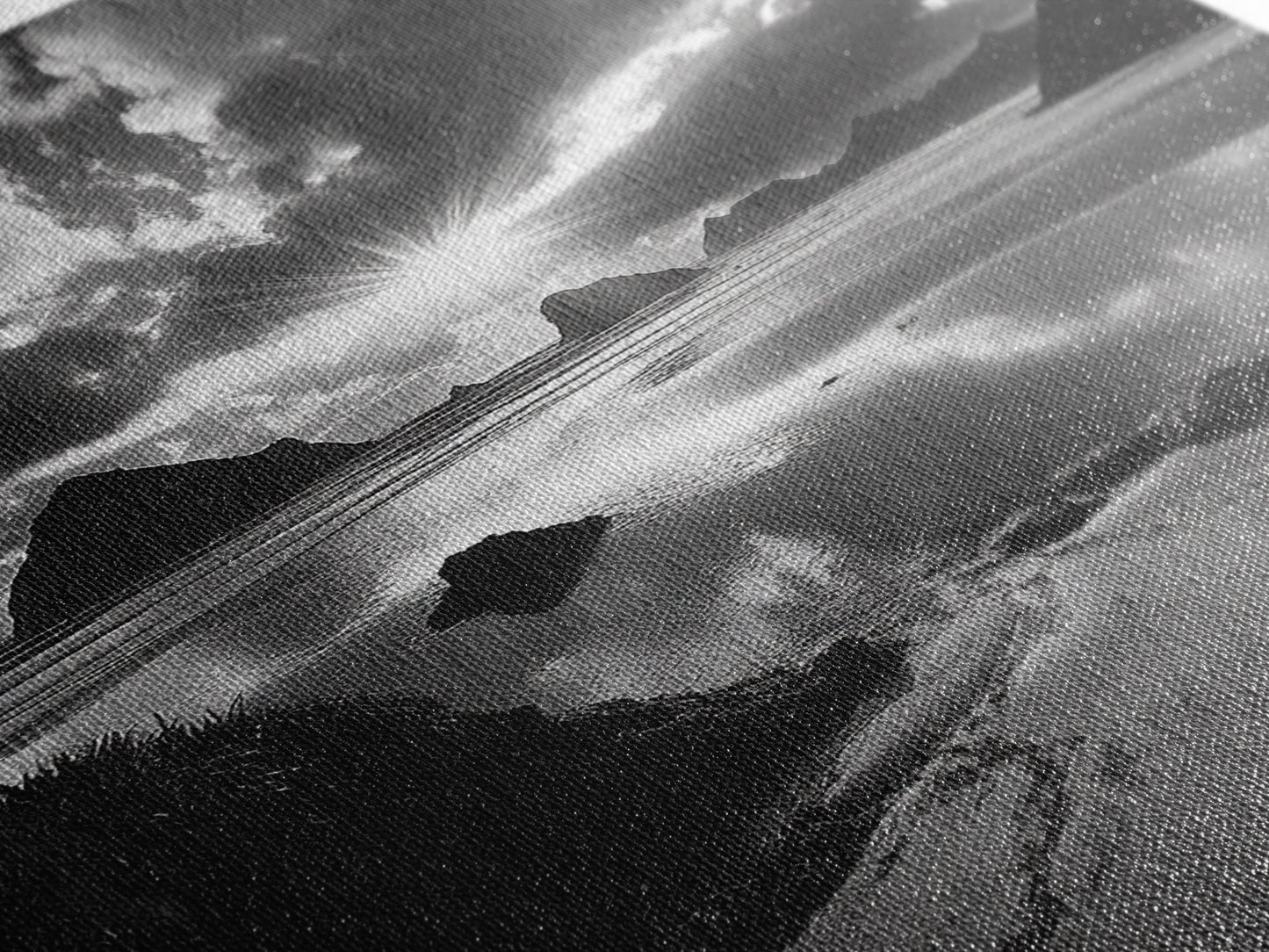 Dramatic Ocean Sunset, Coastal Mountains, Seascape Photography, Canvas Print, Stormy Sky Art, Living Room Focal Wall Decor