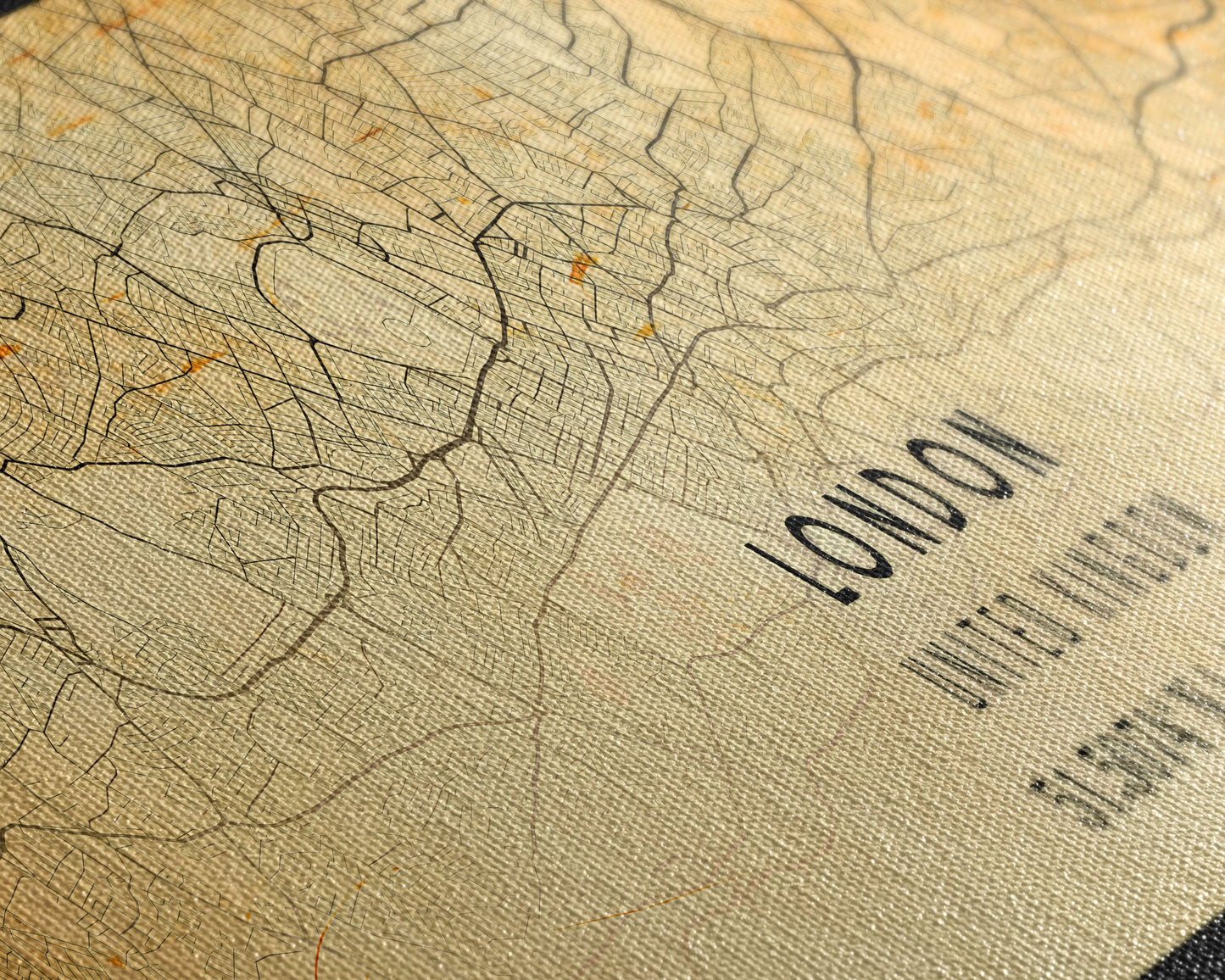 Panoramic London UK map print poster or framed canvas, London map print canvas, London city map print poster canvas, Vintage Travel Art