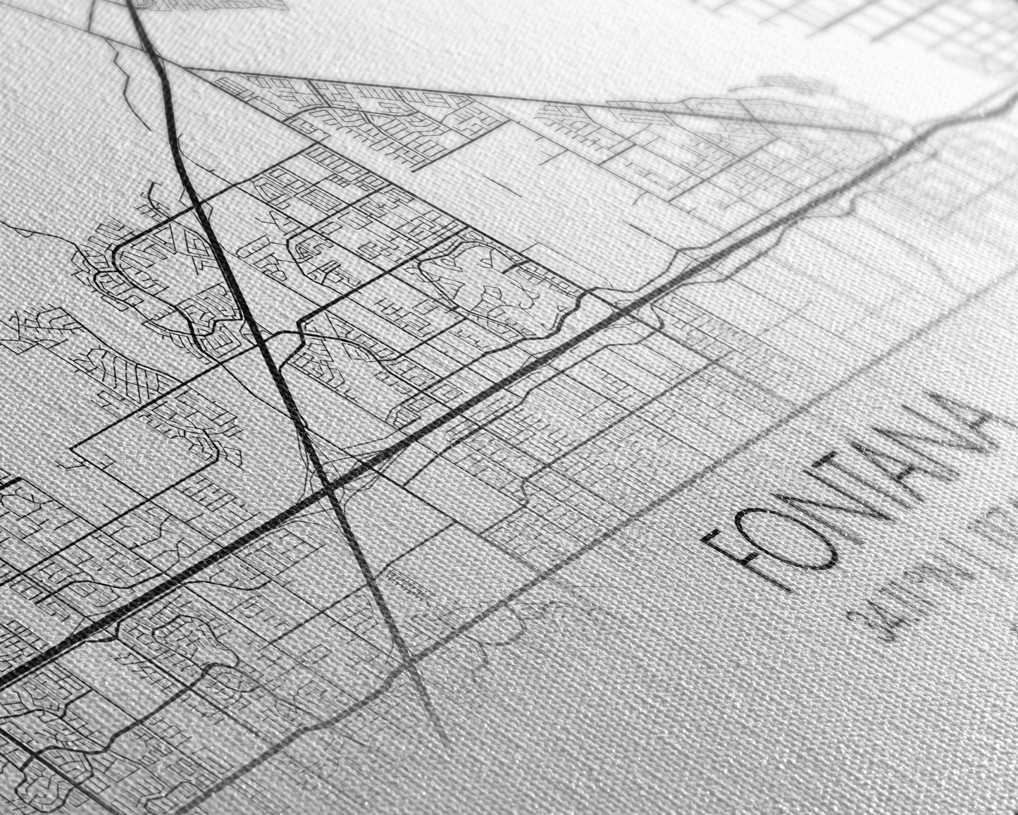 Fontana Street Map, California Map, Map Art, Minimalist Art, Wall Art, Canvas Art, Gift For Couples, Game Room Prints, Above Bed Décor