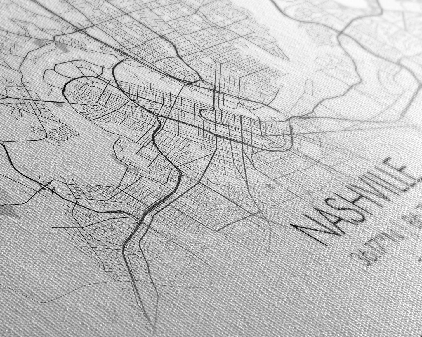 Nashville City Map, Tennessee Map, Map Art, Minimalist Wall Art, Wall Art, Canvas Art, Music Lover Gift, Country Décor, Landscape Wall Art