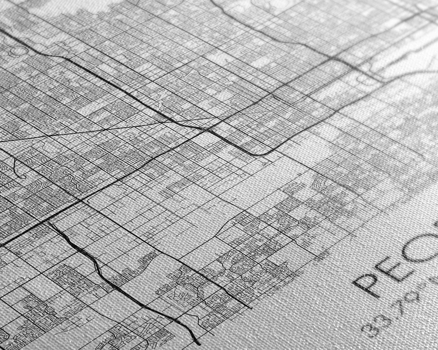 Peoria Street Map, Arizona Map, City Map Art, Minimalist Art, Wall Art, Canvas Print, Living Room Wall Art, Travel Gifts For Men, Travel Art
