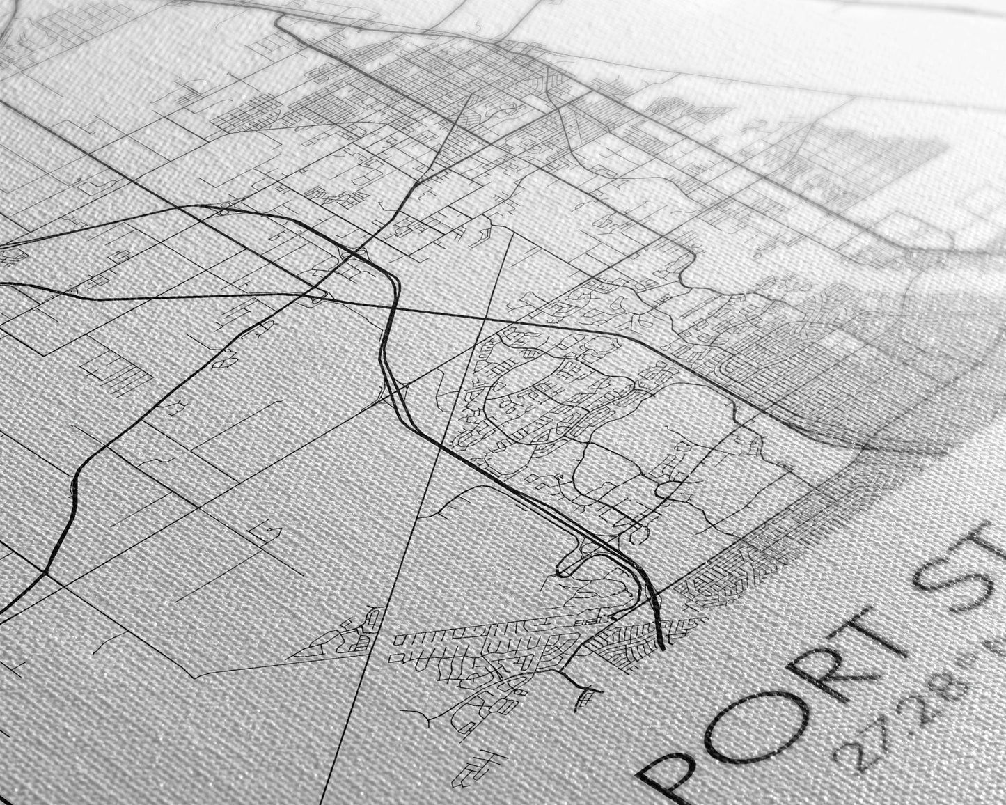 Port St Lucie Street Map, Florida Map, City Map Art, Minimalist Art, Wall Art, Canvas Print, Friend Gift, Black And White Art, Travel Décor