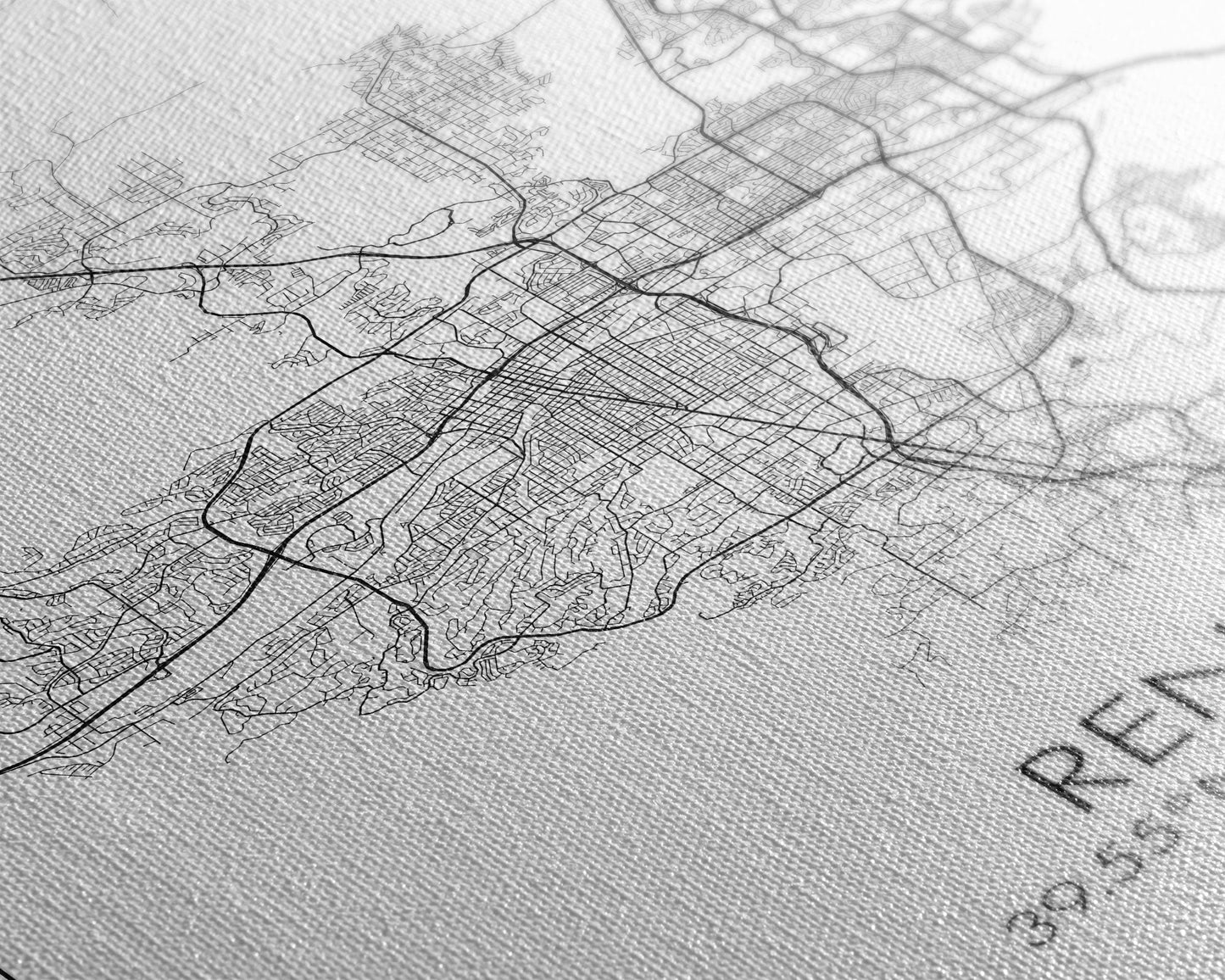 Reno Street Map, Nevada Map, City Map Art, Minimalist Art, Wall Art, Canvas Print, Girls Room Décor, Traveler Gift, Travel Art Print