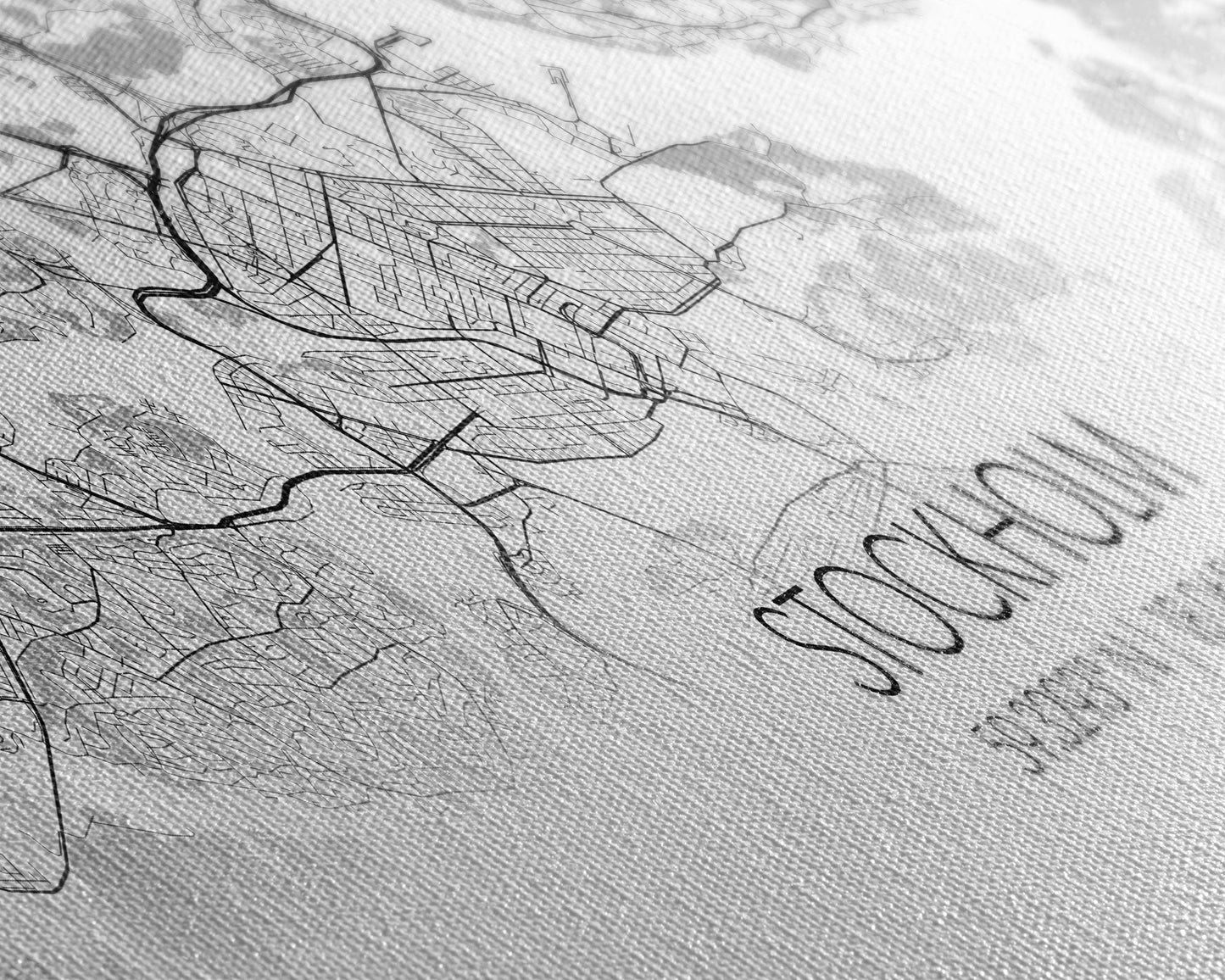 Panoramic Stockholm City Map, Sweden Art, Map Print, Minimalist Wall Art, Canvas Art, Housewarming Gift, Street Map Art, Closing Gift