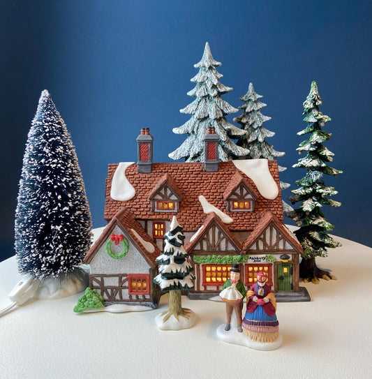 Illuminated Ashbury Inn By Dept. 56. Vintage Christmas Village Porcelain House. Dickens' Village Series. Home or Retail Decor. Kids Room.