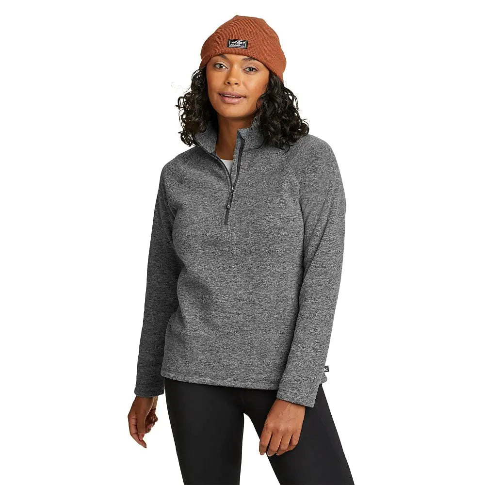 Eddie Bauer Womens Quest Fleece 1/4-Zip - Solid Charcoal Htr X-Large