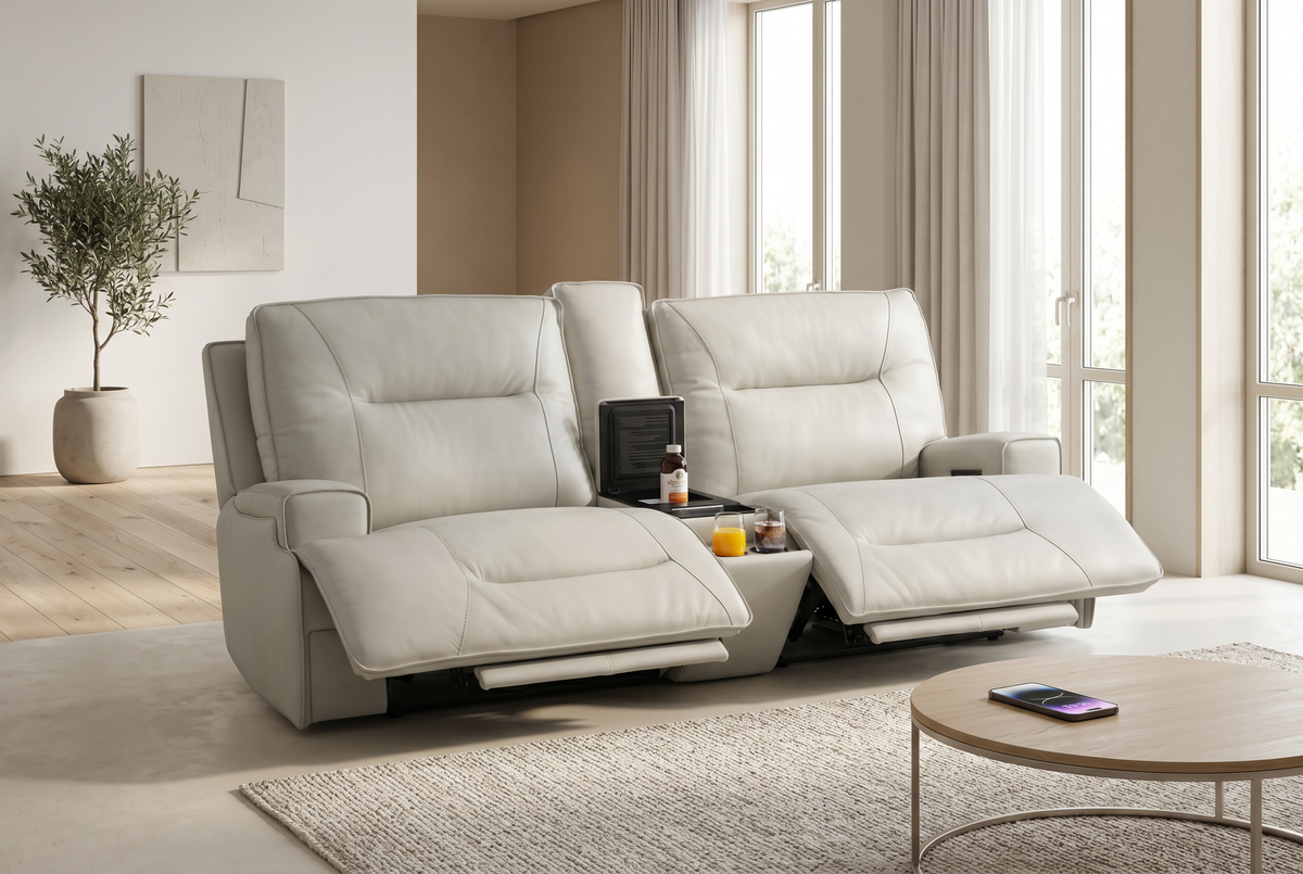 Atlas Fog Zero Gravity Power Reclining Sofa w/ Fridge