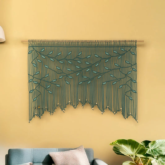 Aura Emerald Sage Macrame Window Curtain