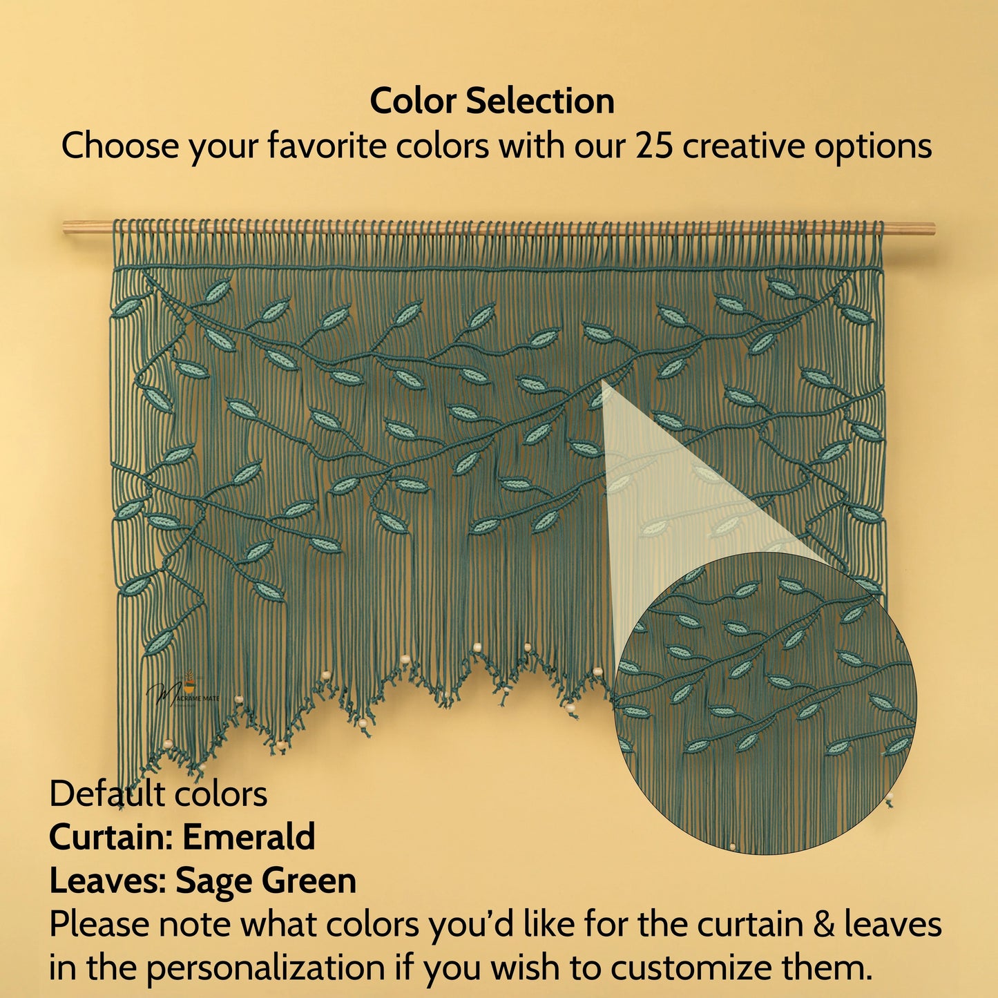 Aura Emerald Sage Macrame Window Curtain