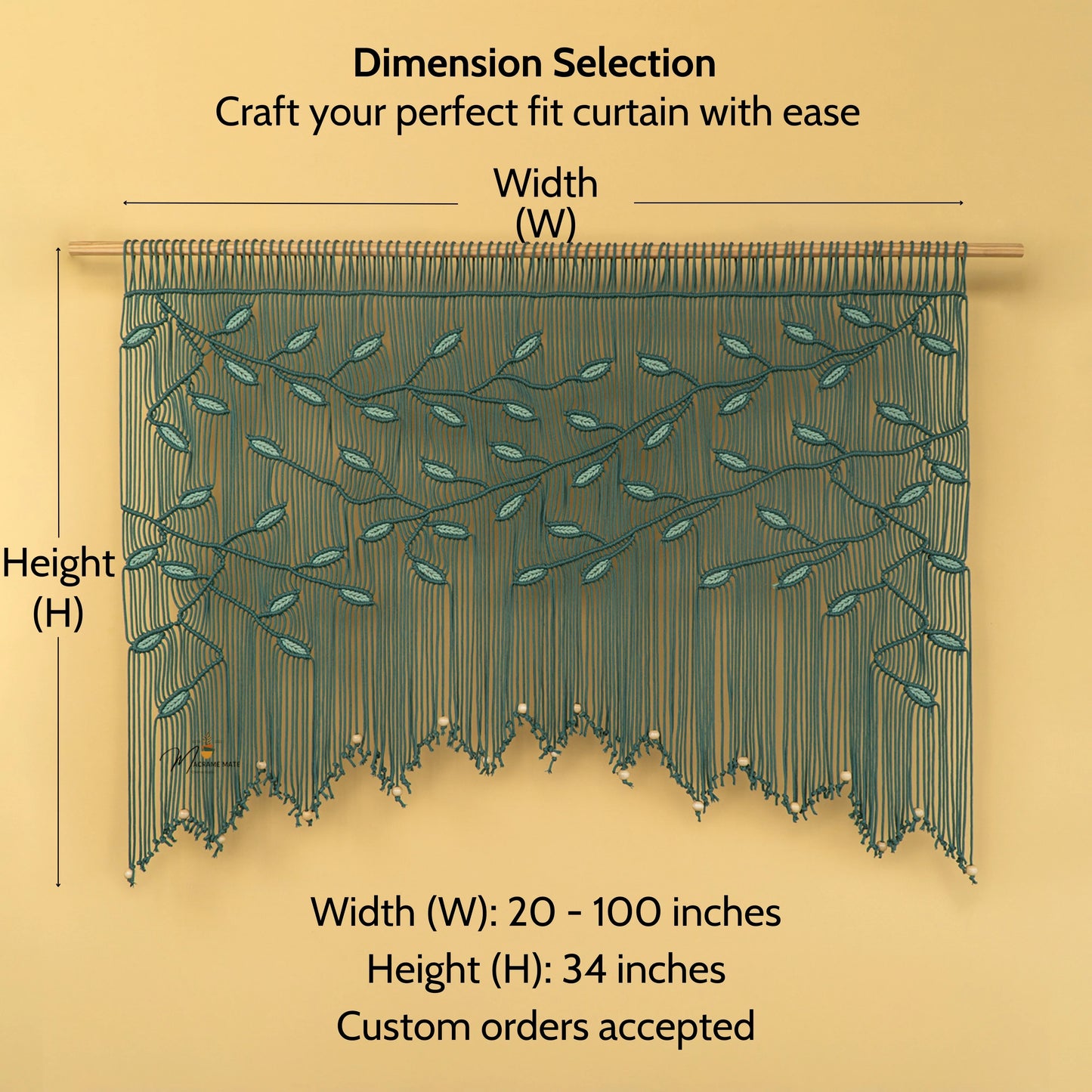 Aura Emerald Sage Macrame Window Curtain