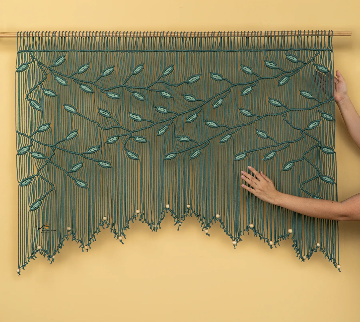 Aura Emerald Sage Macrame Window Curtain