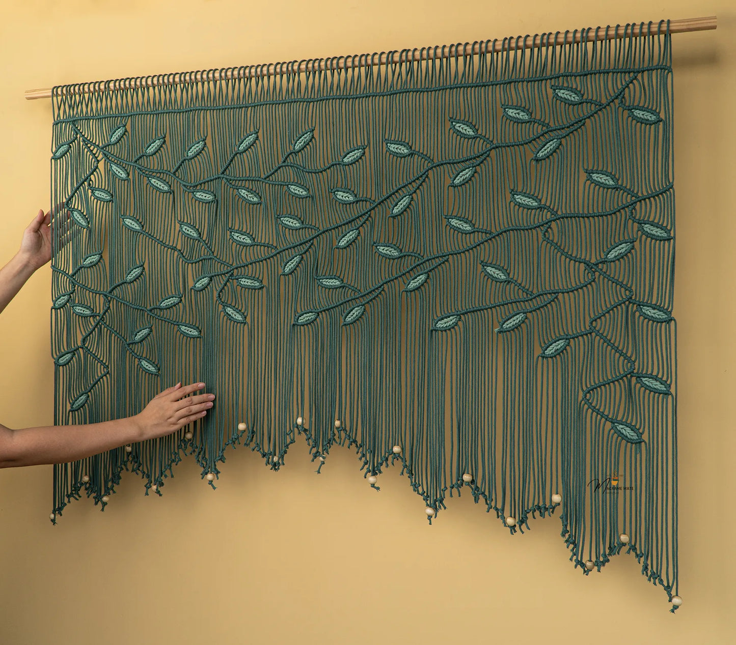 Aura Emerald Sage Macrame Window Curtain