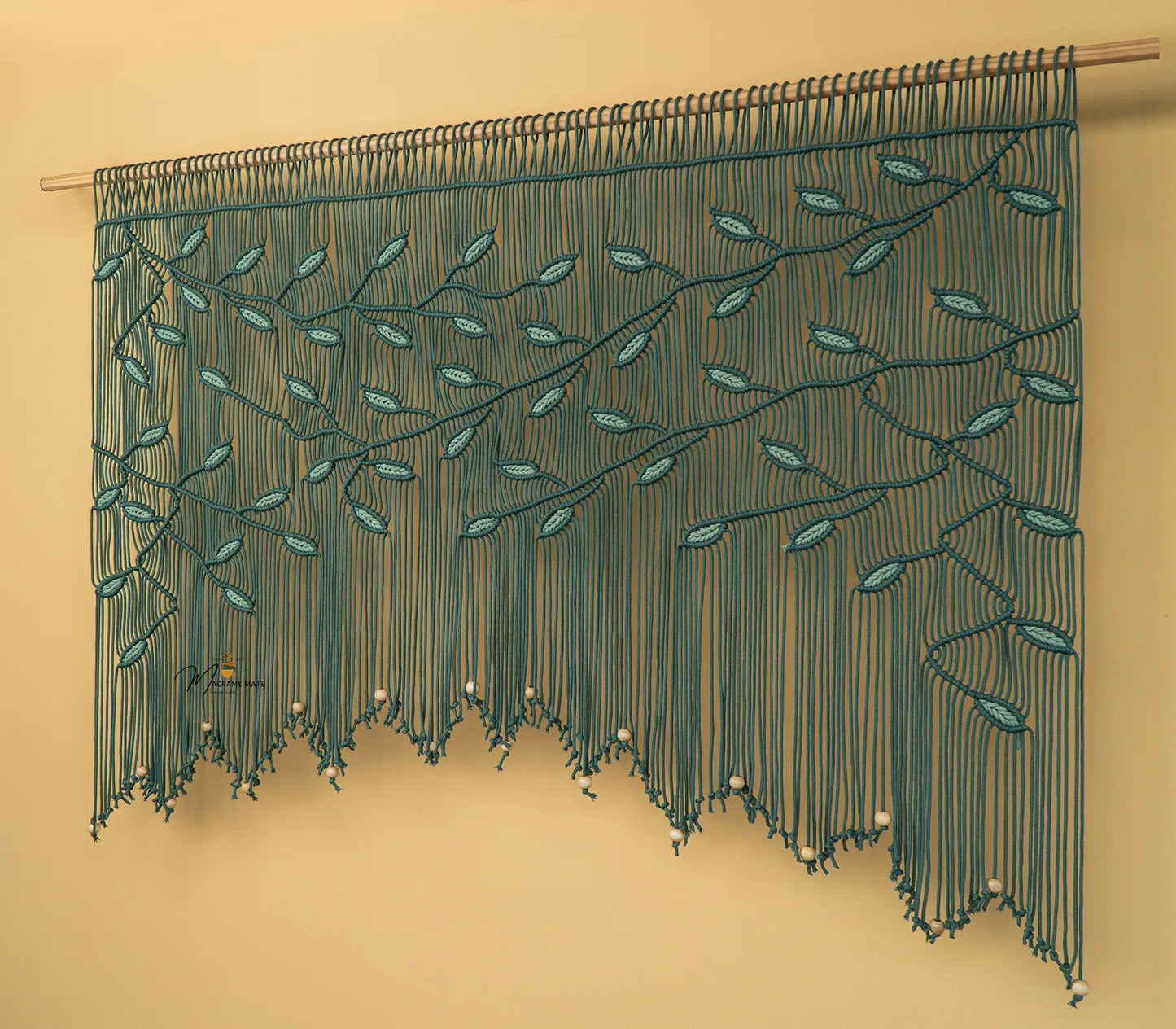 Aura Emerald Sage Macrame Window Curtain