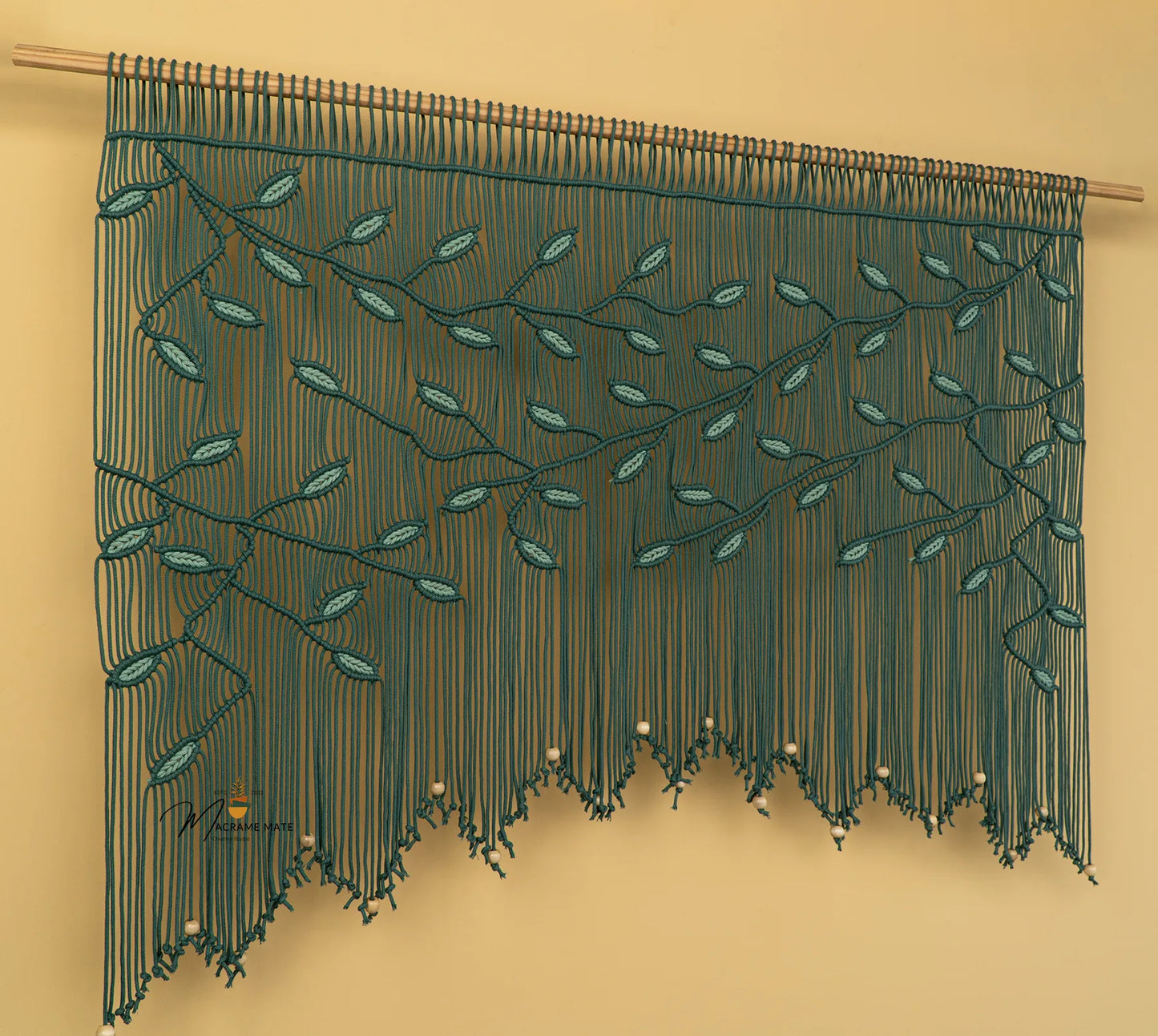 Aura Emerald Sage Macrame Window Curtain