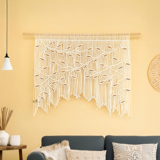 Aura Natural Latte Macrame Window Curtain