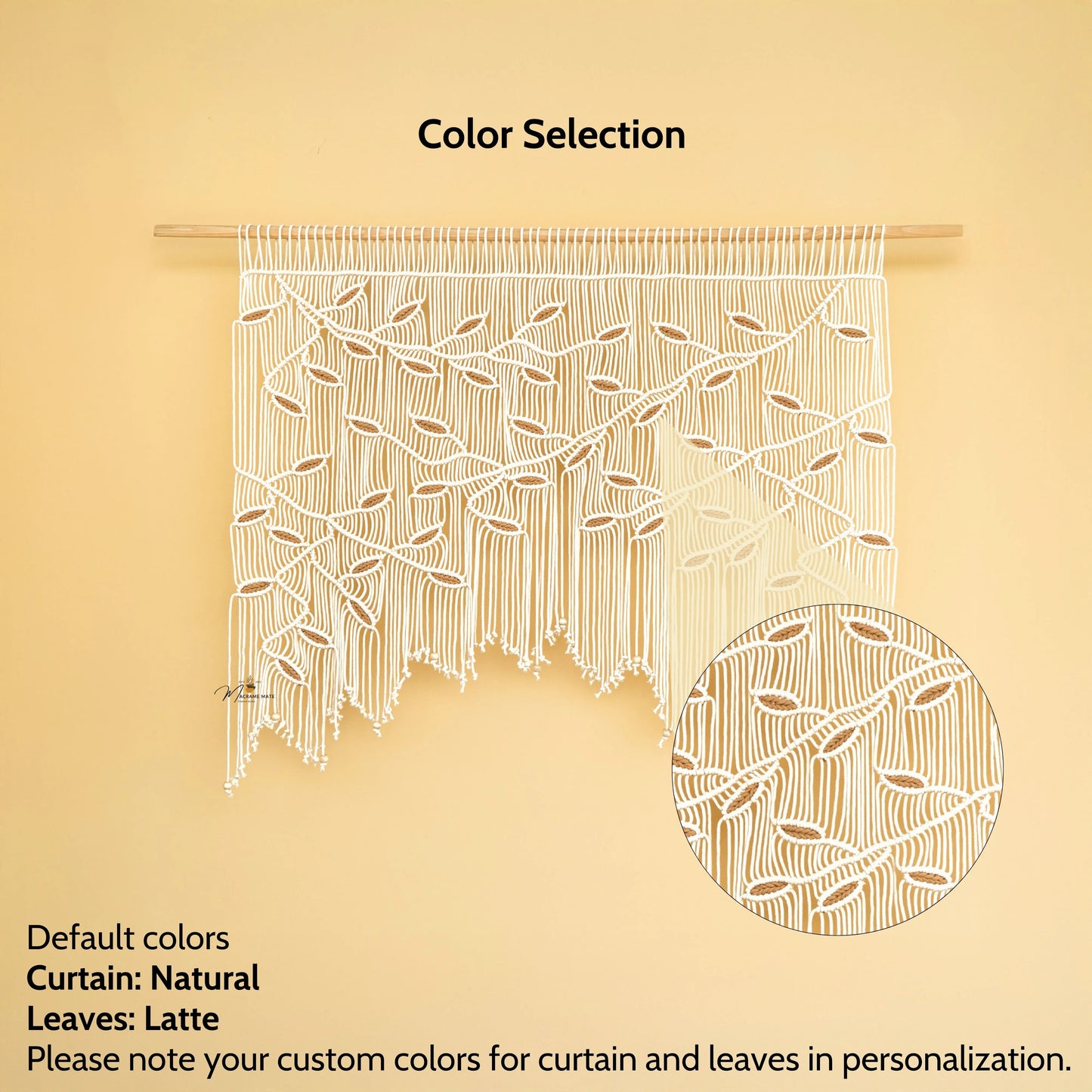 Aura Natural Latte Macrame Window Curtain