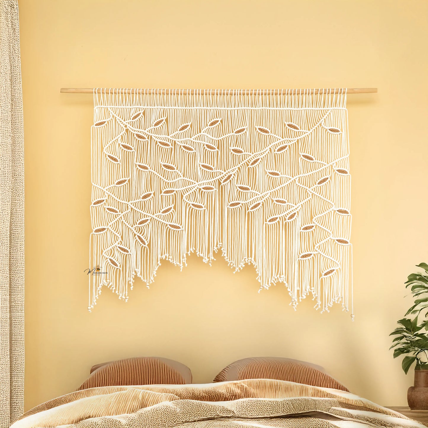 Aura Natural Latte Macrame Window Curtain