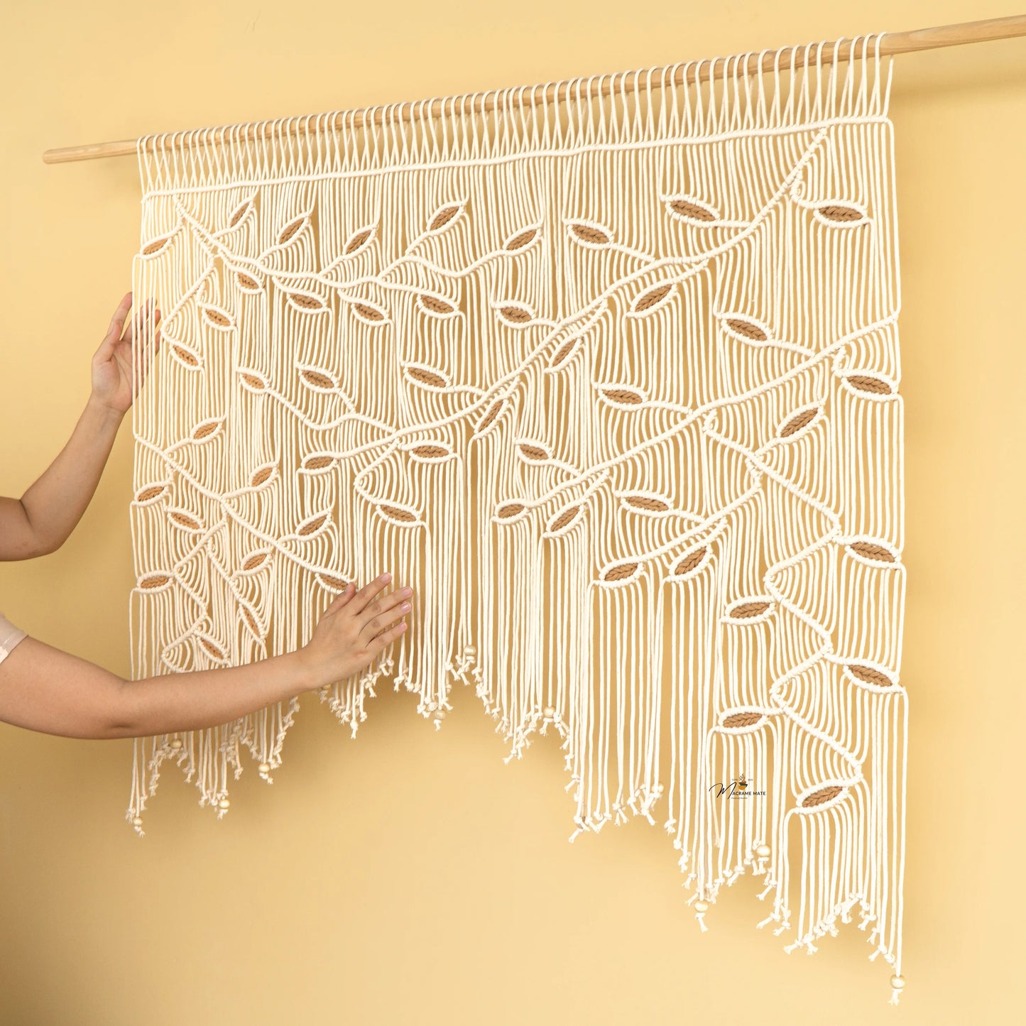 Aura Natural Latte Macrame Window Curtain