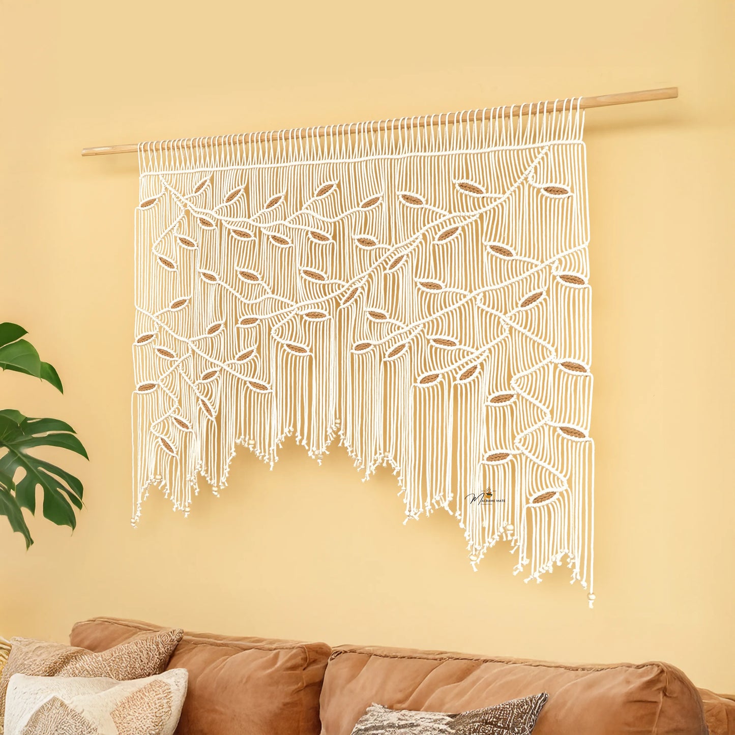 Aura Natural Latte Macrame Window Curtain