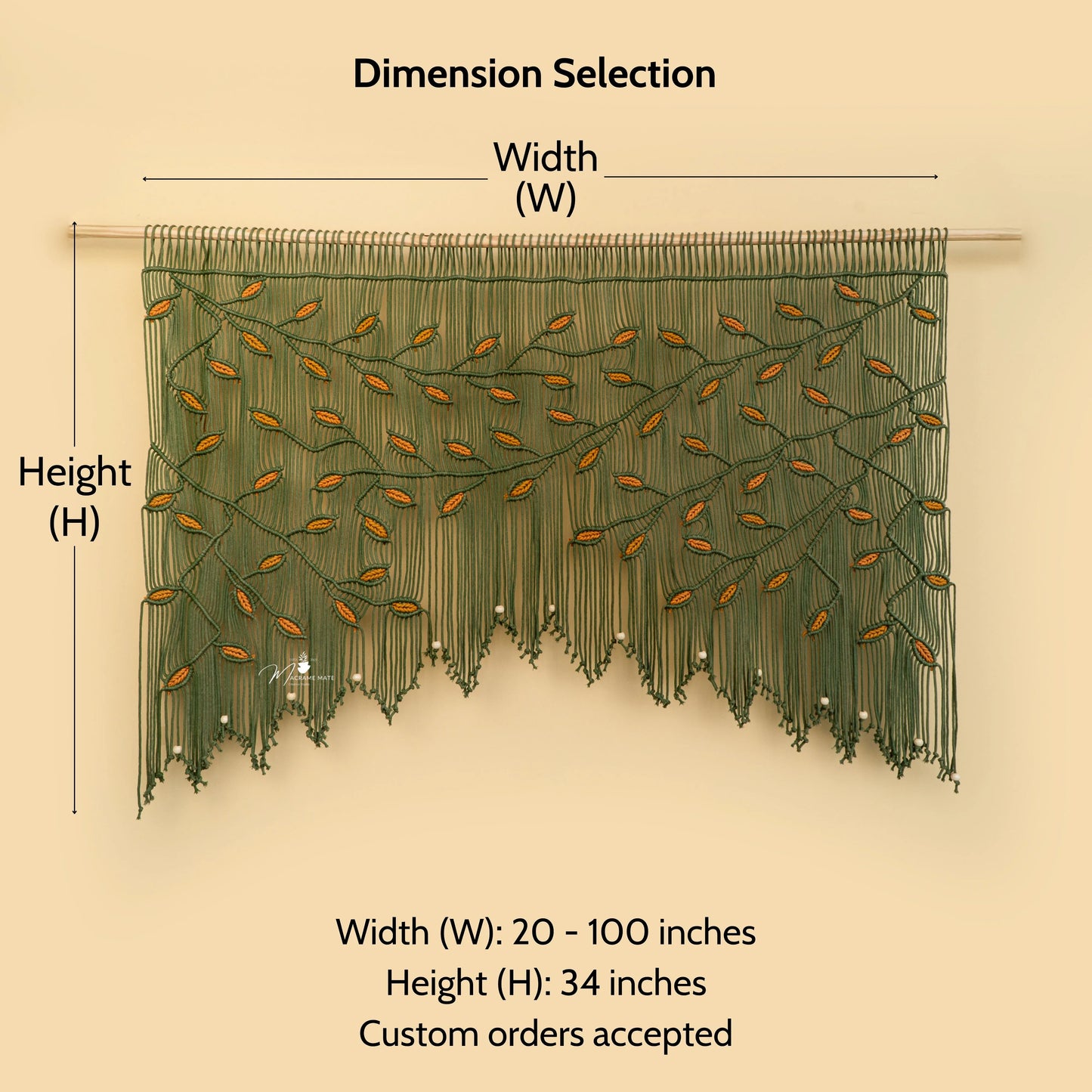 Aura Olive Mustard Macrame Window Curtain