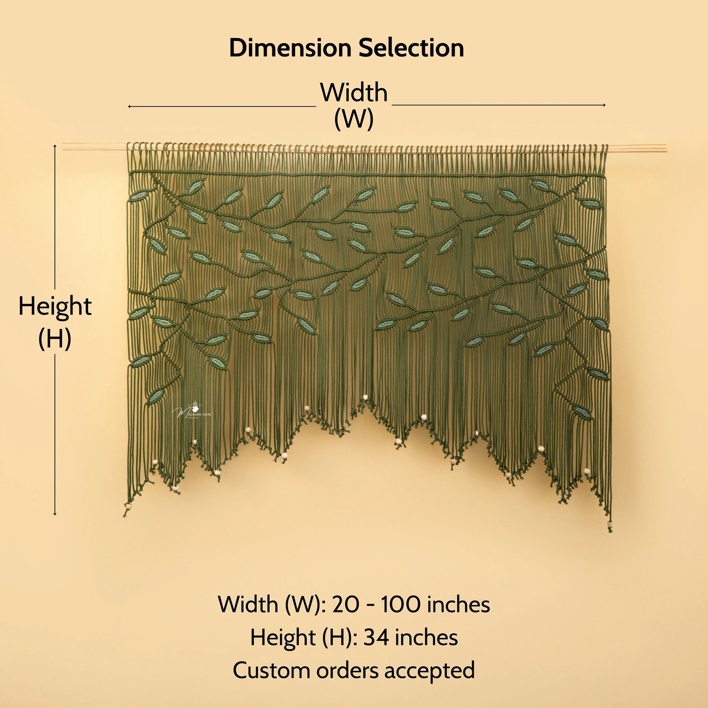 Aura Olive Sage Macrame Window Curtain