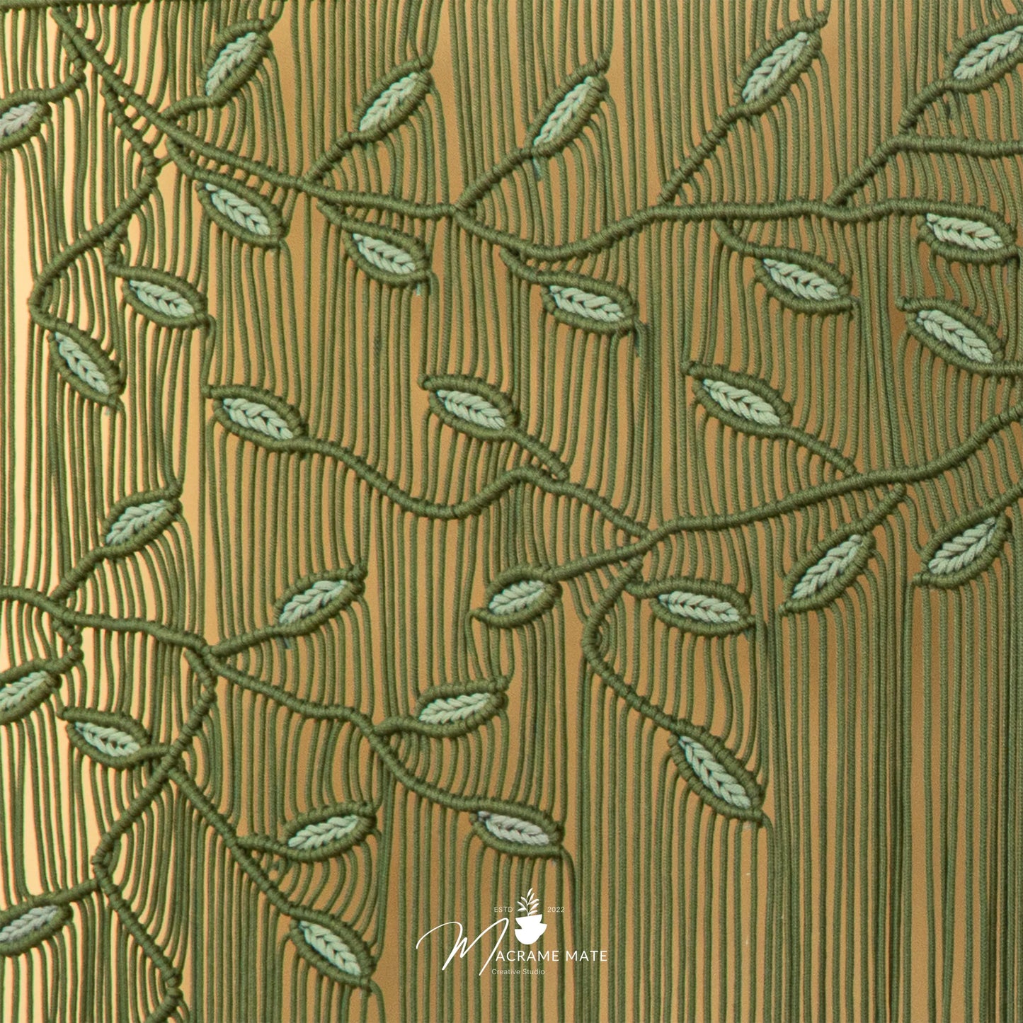 Aura Olive Sage Macrame Window Curtain