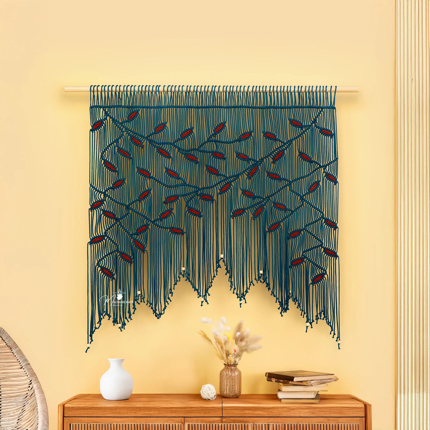 Aura Peacock Terracotta Macrame Window Curtain