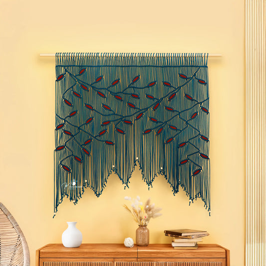Aura Peacock Terracotta Macrame Window Curtain