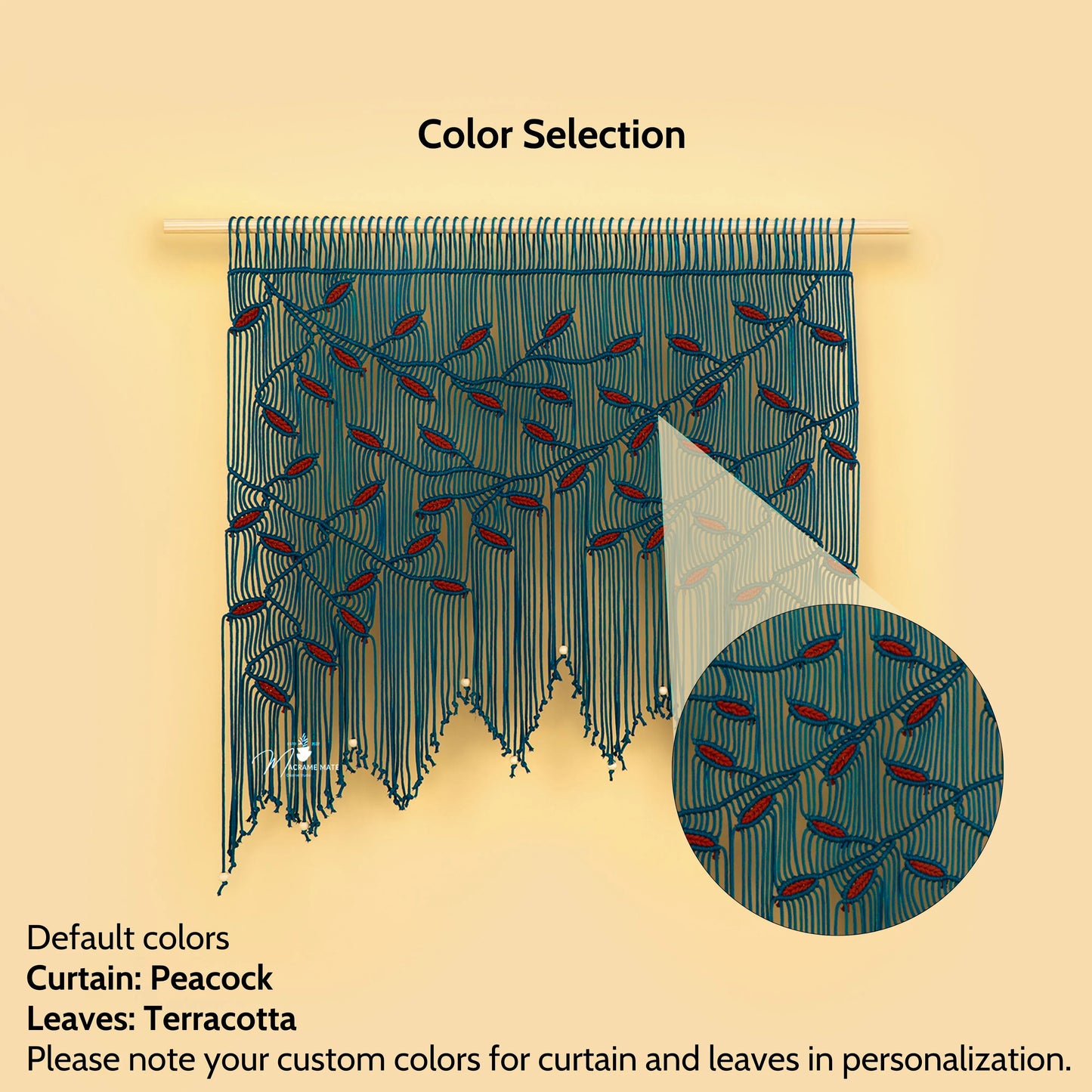 Aura Peacock Terracotta Macrame Window Curtain