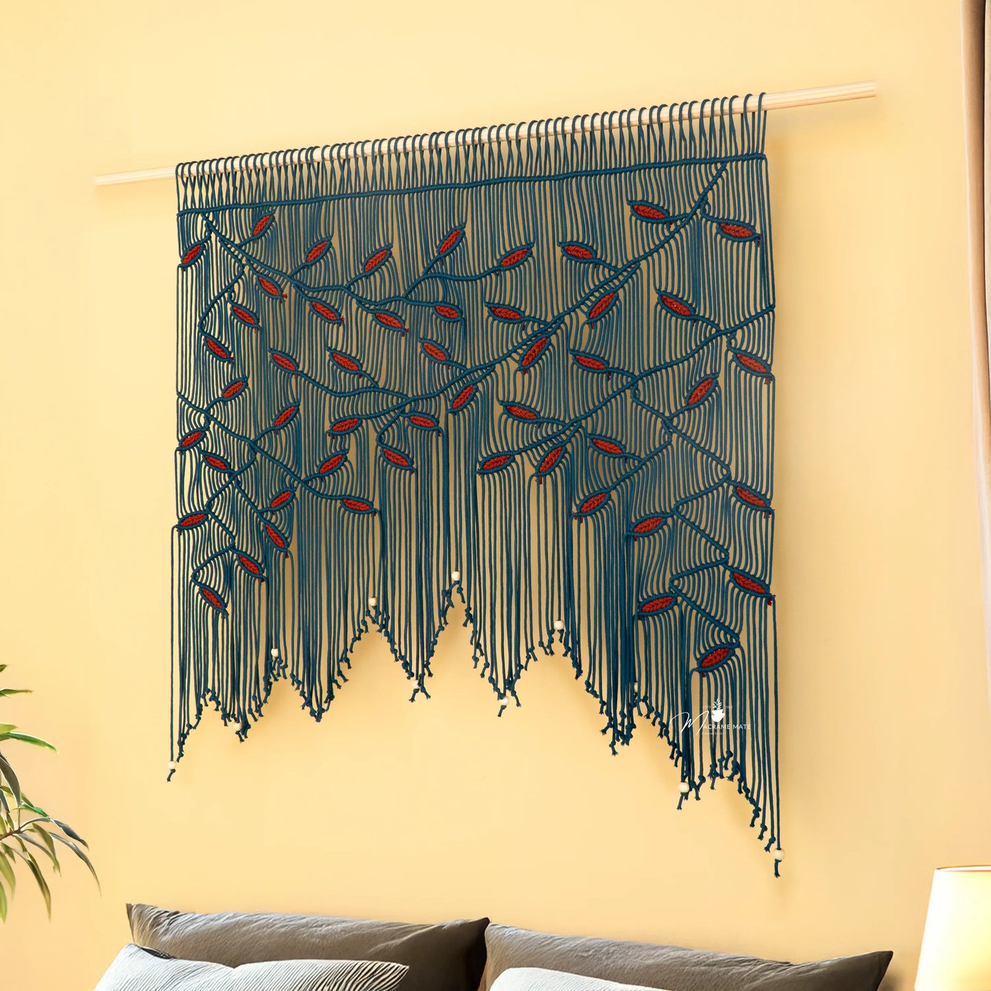 Aura Peacock Terracotta Macrame Window Curtain