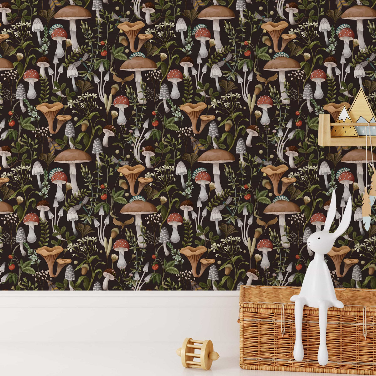Mushroom Wallpaper Woodland Wall paper Removable Wallpaper