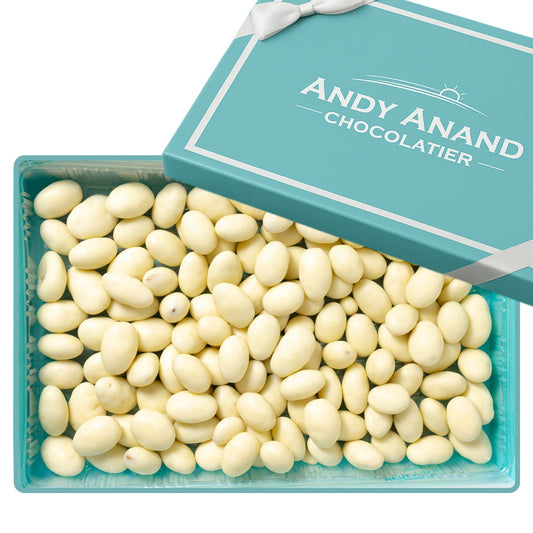 Andy Anand Greek Yogurt White Chocolate Covered Almonds, 1 lb – Sweet Creamy Coated Crunchy Nut Snack, Gourmet Gift for Birthday & Special Occasions