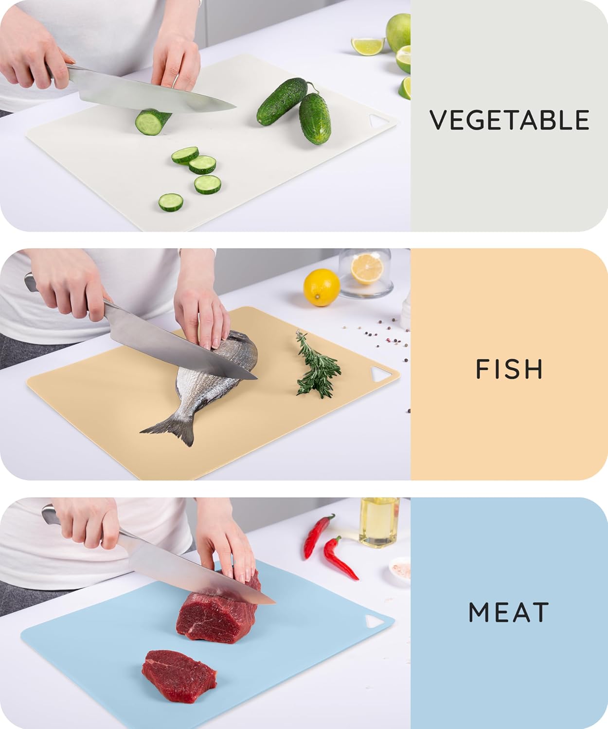 Flexible Cutting Mats Set of 3, BG/YLW/BL