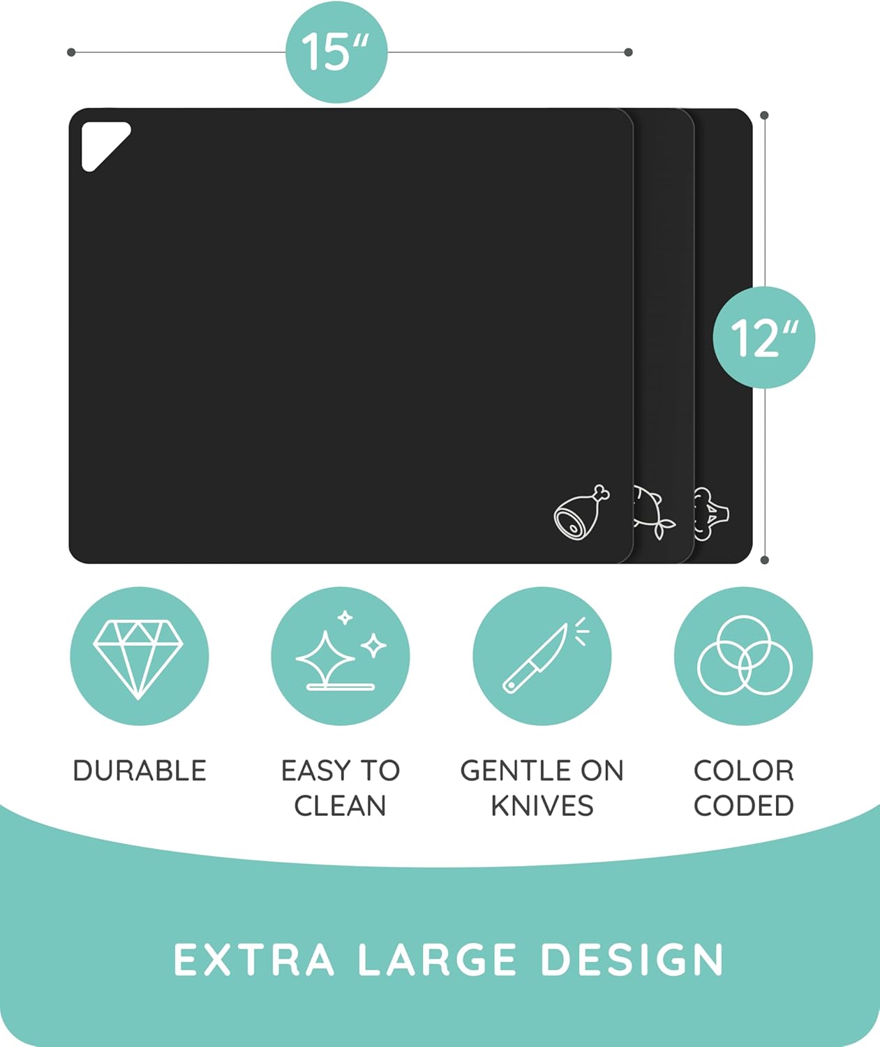 Flexible Cutting Mats Set of 3, Black