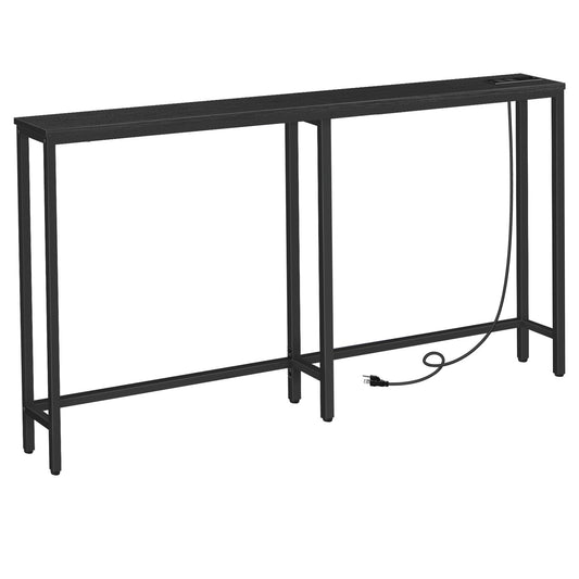 Console Table with Power Outlets, Charging Station - Black